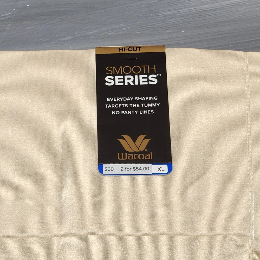 Wacoal Smooth Series Hi-Cut Briefs Beige XL Tummy Control Seamless 804360‎ NWT